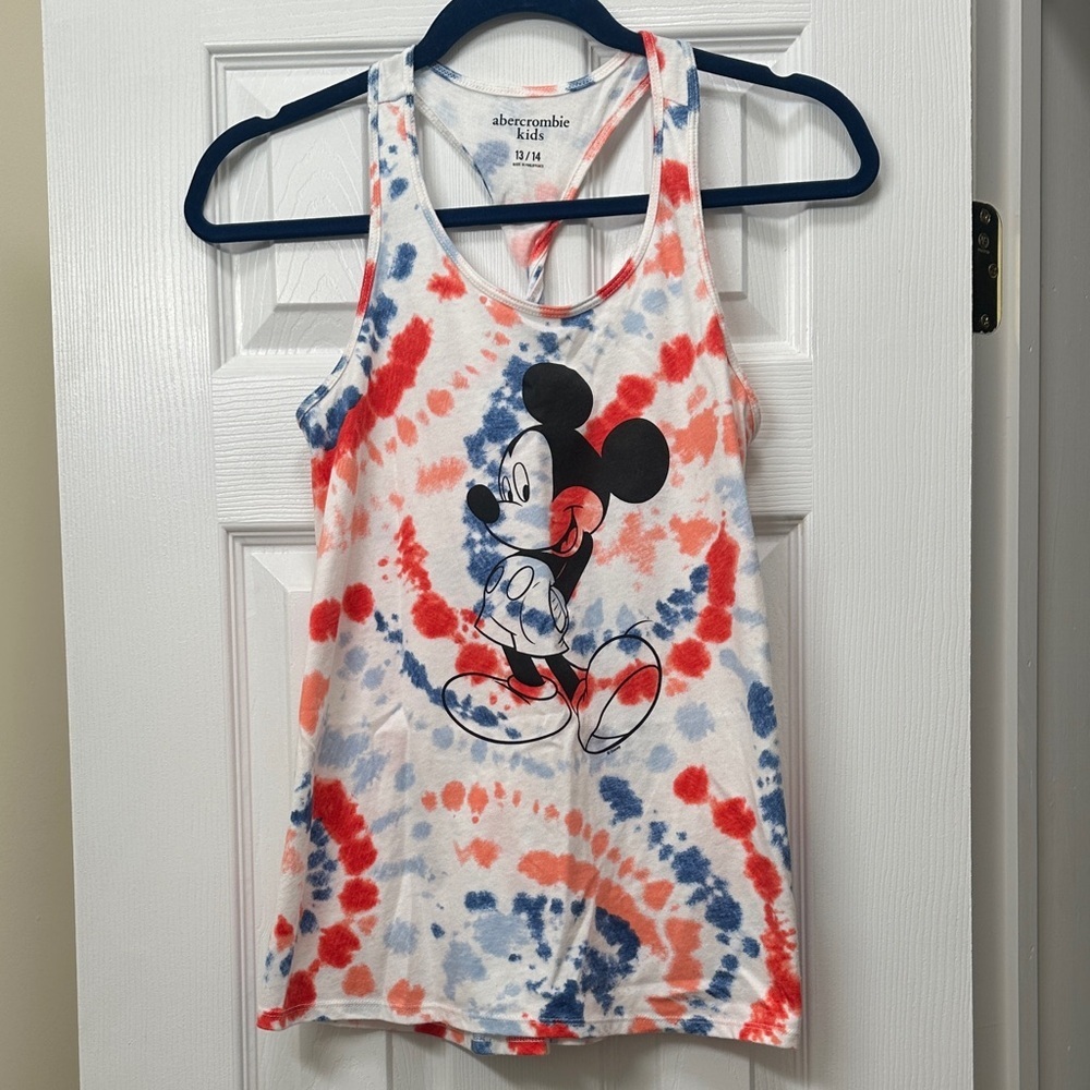 Abercrombie Kids Red and Blue Tie-Dye Mickey Tank